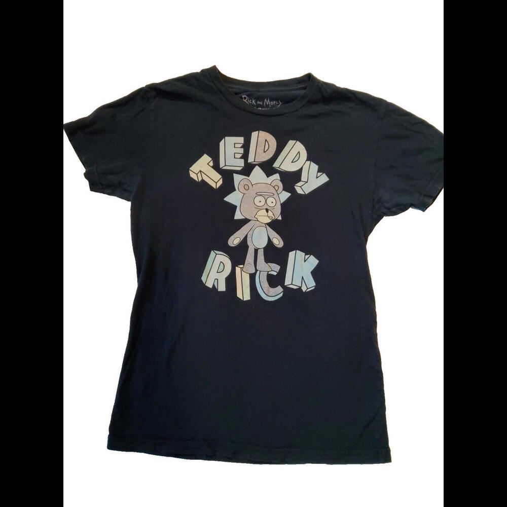 Rick & Morty Teddy Rick Blue Juniors T-Shirt S Adult Swim Small